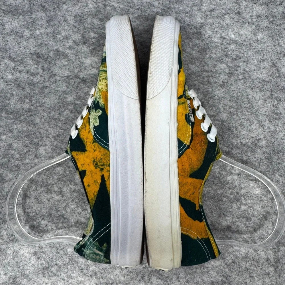 Vans Della Authentic Batik Floral Green Yellow Canvas Sneakers Mens 7 Womens 8.5